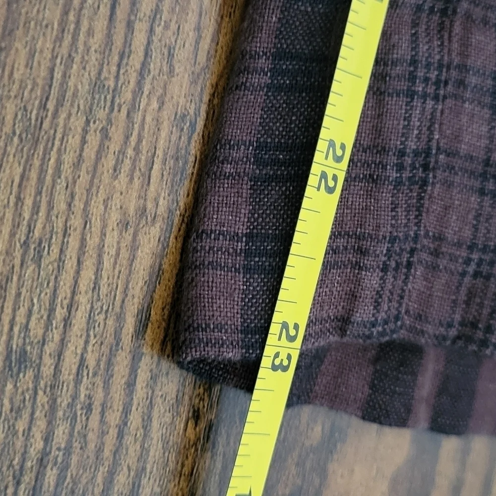 Everlane Linen Brown Black Plaid Button Down Jumpsuit